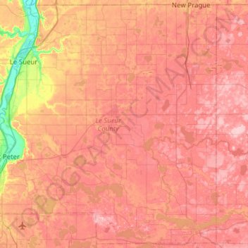 Le Sueur County topographic map, elevation, terrain