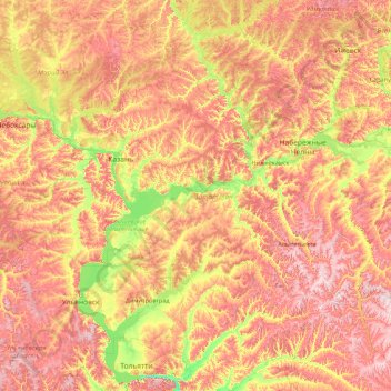 Tatarstan topographic map, elevation, terrain