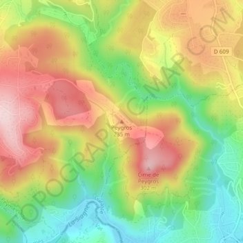 Peygros topographic map, elevation, terrain