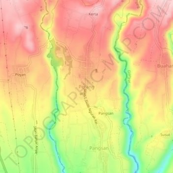 Petang topographic map, elevation, terrain