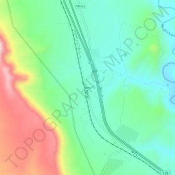 Rowe topographic map, elevation, terrain