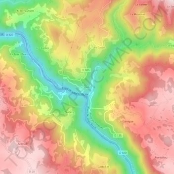 Leth topographic map, elevation, terrain
