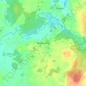 Borkowiny topographic map, elevation, terrain