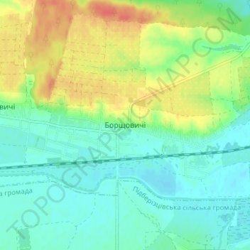 Borshchovychi topographic map, elevation, terrain