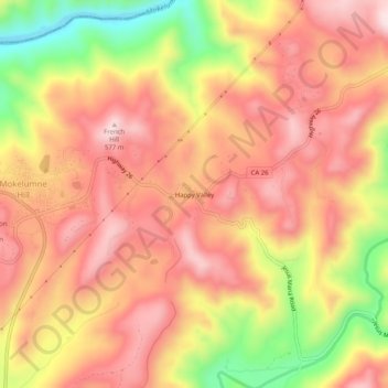 Happy Valley topographic map, elevation, terrain