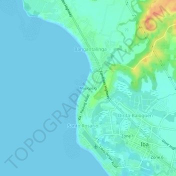 Masigasig topographic map, elevation, terrain