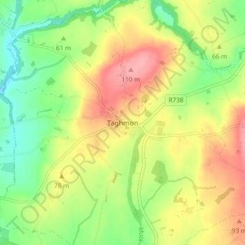 Taghmon topographic map, elevation, terrain