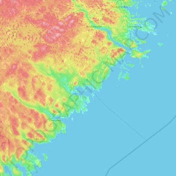 Bark Island topographic map, elevation, terrain