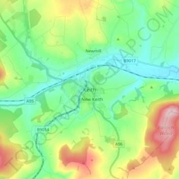 Keith topographic map, elevation, terrain