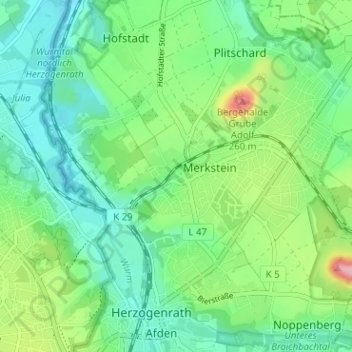 Alt-Merkstein topographic map, elevation, terrain