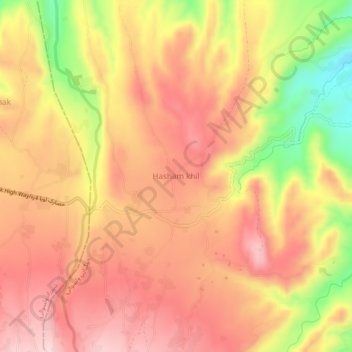 Hasham khil topographic map, elevation, terrain