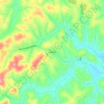 Leicester topographic map, elevation, terrain