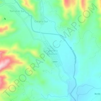 Canasmoro topographic map, elevation, terrain