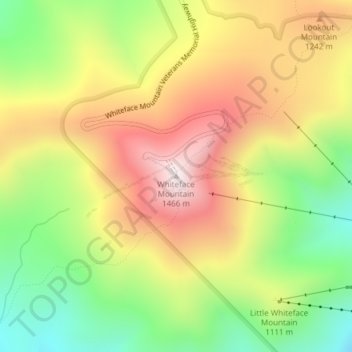 Whiteface Mountain topographic map, elevation, terrain