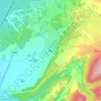 Ny topographic map, elevation, terrain