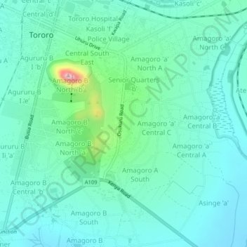 Senior Quarters 'a' topographic map, elevation, terrain