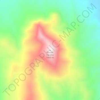 Mount Cecelia topographic map, elevation, terrain