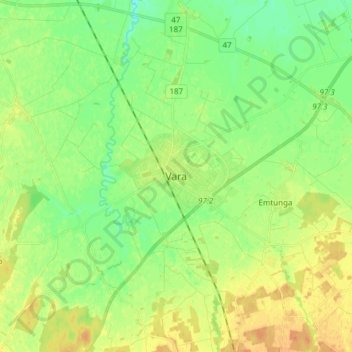 Vara topographic map, elevation, terrain