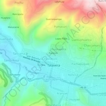 Panteon topographic map, elevation, terrain