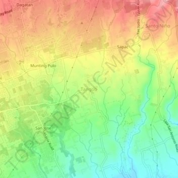 Tangob topographic map, elevation, terrain