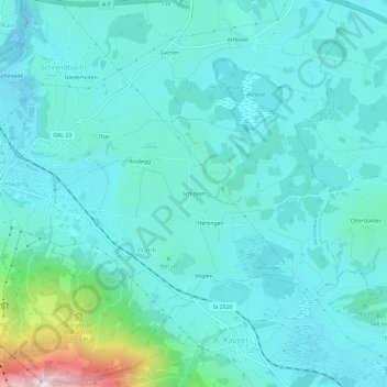 Schicken topographic map, elevation, terrain