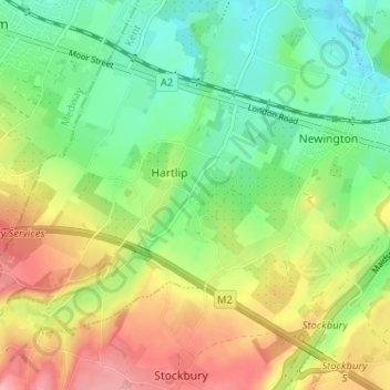 Lower Hartlip topographic map, elevation, terrain