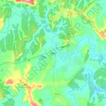 Ugie topographic map, elevation, terrain
