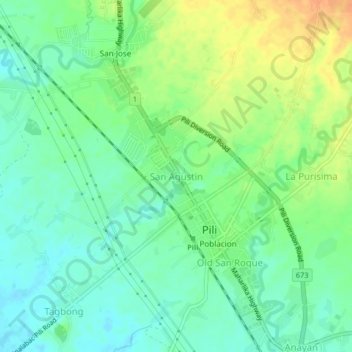San Agustin topographic map, elevation, terrain