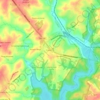 Finksburg topographic map, elevation, terrain