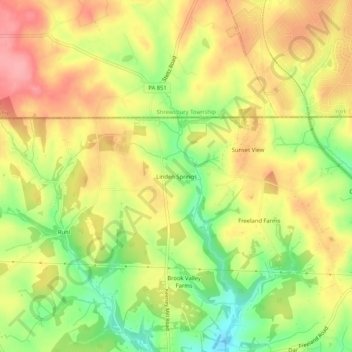 Linden Springs topographic map, elevation, terrain