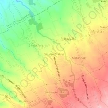 Sinaliw Malaki topographic map, elevation, terrain