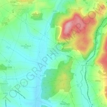 Holzen topographic map, elevation, terrain