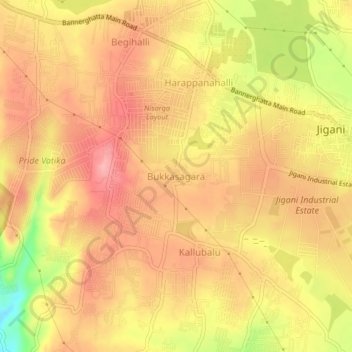 Bukkasagara topographic map, elevation, terrain