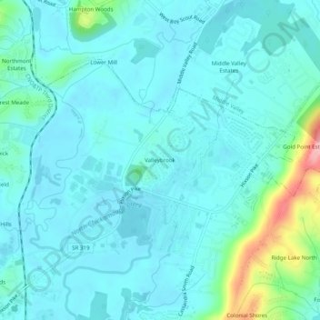 Valleybrook topographic map, elevation, terrain