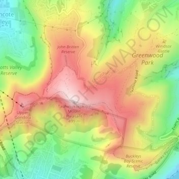 Port hills topographic map, elevation, terrain