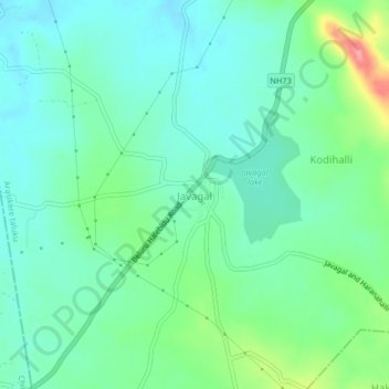 Javagal topographic map, elevation, terrain