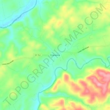 Friendship topographic map, elevation, terrain