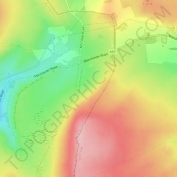 Hallam Moors topographic map, elevation, terrain