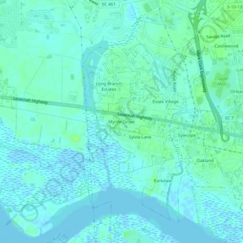 Myrtle Grove topographic map, elevation, terrain