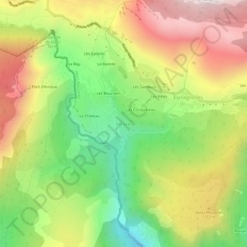 Les Gras topographic map, elevation, terrain