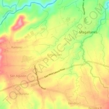 Kabulusan topographic map, elevation, terrain