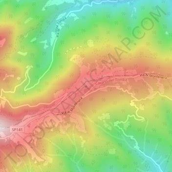 Monte Tomba topographic map, elevation, terrain
