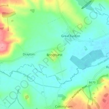 Bringhurst topographic map, elevation, terrain