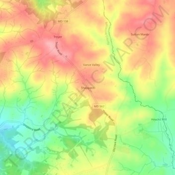 Shepperd topographic map, elevation, terrain