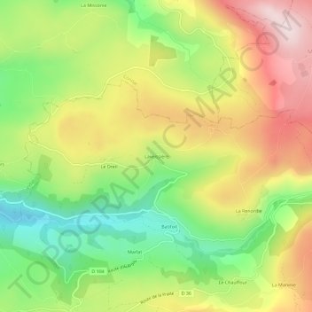 Laveissière topographic map, elevation, terrain