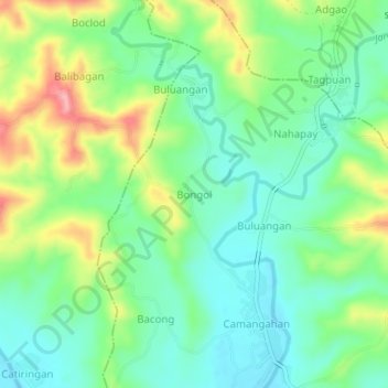 Bongol topographic map, elevation, terrain