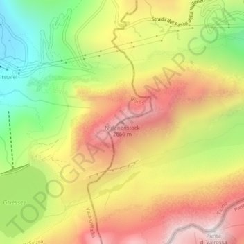 Nufenenstock topographic map, elevation, terrain