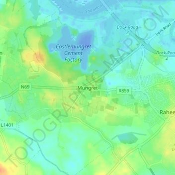 Mungret topographic map, elevation, terrain