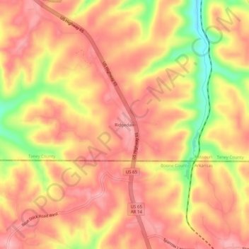Ridgedale topographic map, elevation, terrain