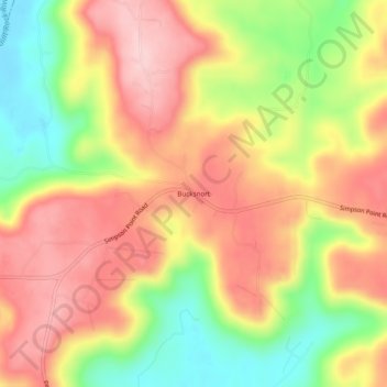 Bucksnort topographic map, elevation, terrain